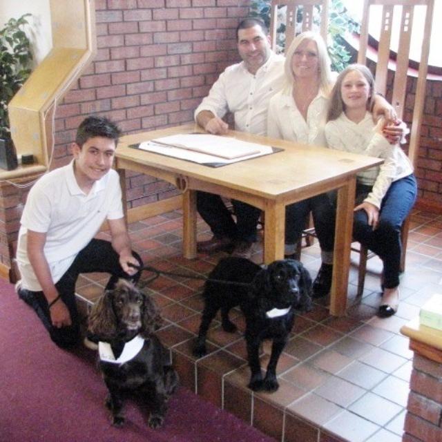 A couple and guests at Gretna Registration Office, pets are welcome!