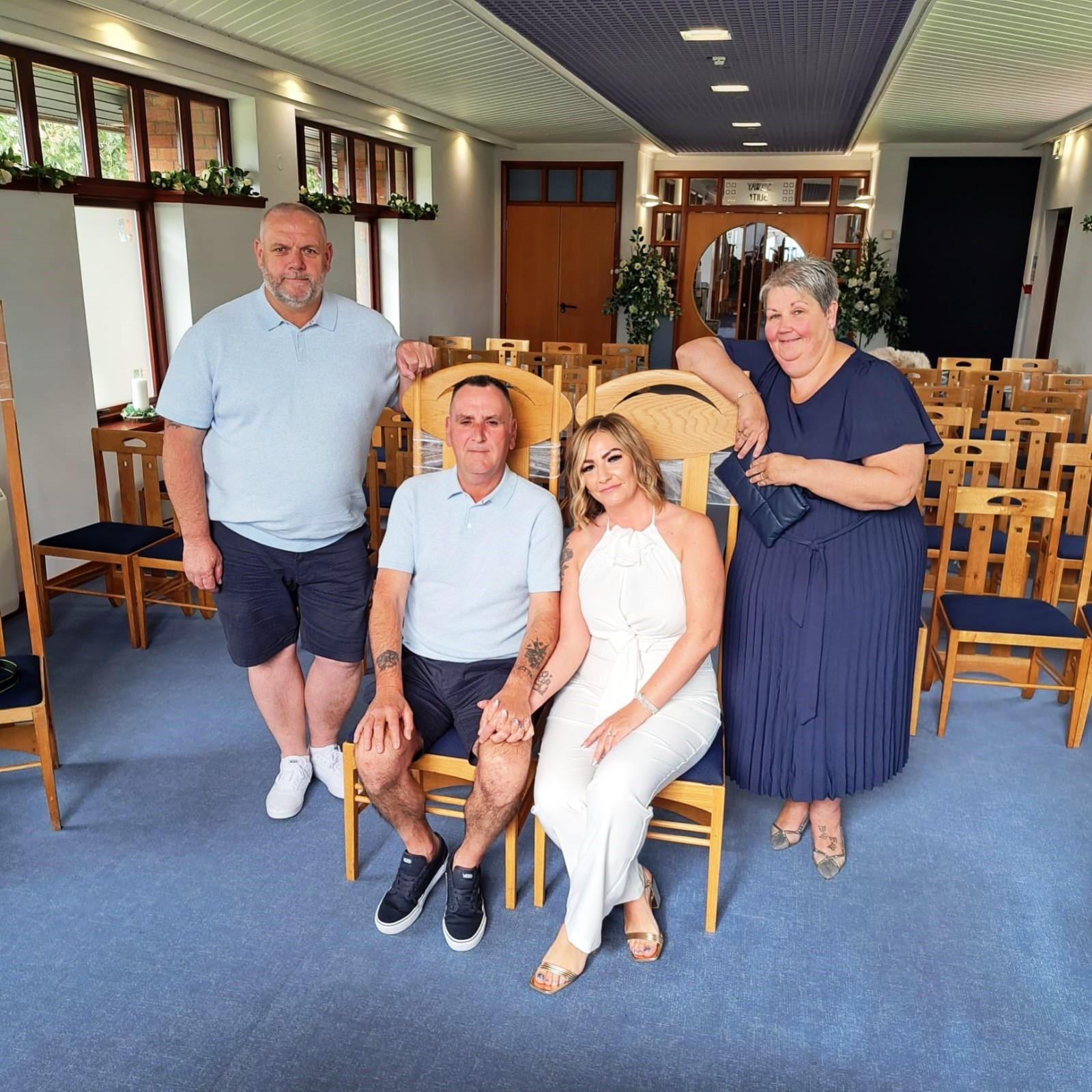 A couple and guests at Gretna Registration Office