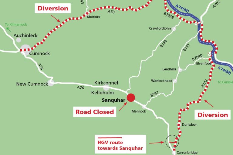 A76 through-traffic diversion