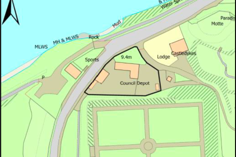 Map in green showing the location of the property