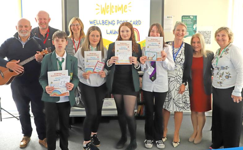 Mental Health Postcard Competition winners and partners