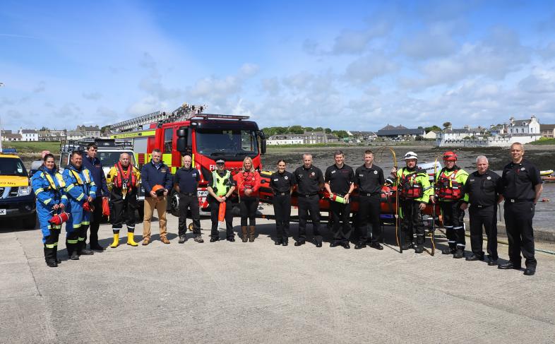 Multi-agency members of the Dumfries and Galloway Water Safety Forum appear at Isle of Whithorn Harbour to mark Drowning Prevention Week