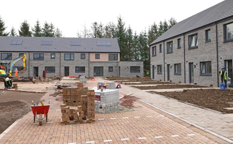 a new housing construction site in Dumfries and Galloway