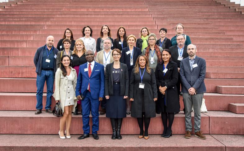 International delegates, including representatives from Dumfries and Galloway, pose together for a photograph on the steps outside the conference in France. 