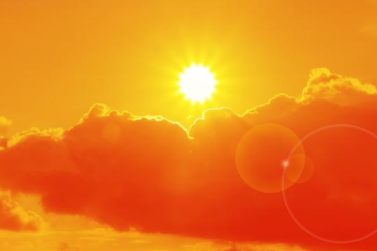 Orange Sky Sun Clouds During Hot Weather
