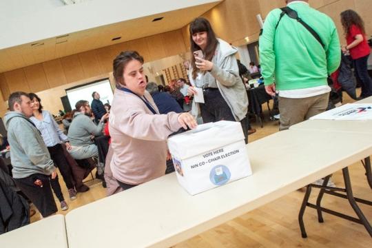Service user Bethany casts her vote for National Inclusion Network Co-Chair in Edinburgh