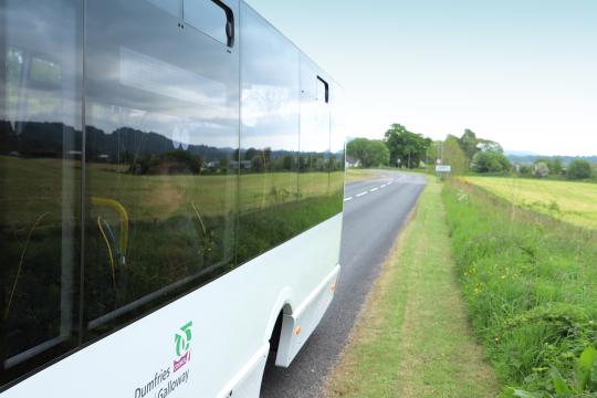image of side of local bus with "bus service update" text