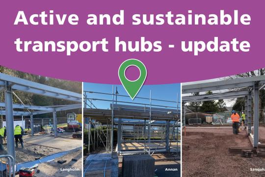 graphic image showing three transport hubs under construction