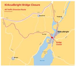 Kirkcudbright Bridge diversion route