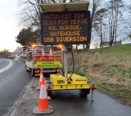 Variable Message Sign Showing the closure